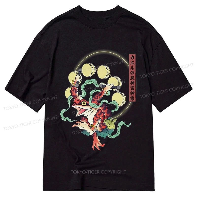 men's v-neck t-shirts -Tokyo-Tiger Frog Monster Japanese Classic T-Shirt