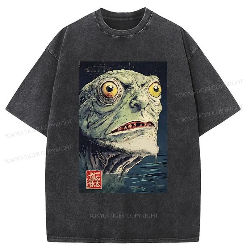 men's lightweight t-shirts -Tokyo-Tiger Gaze From The Abyss Washed T-Shirt