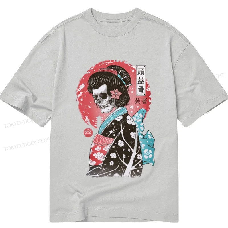 men's casual summer t-shirts -Tokyo-Tiger Geisha Skull Japanese Classic T-Shirt