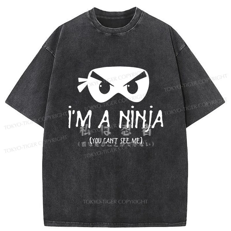 men's minimalist t-shirts -Tokyo-Tiger I Am A Ninja Washed T-Shirt