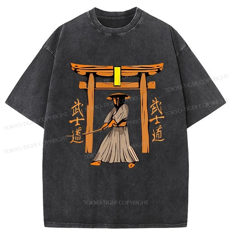 men's eco-friendly t-shirts -Tokyo-Tiger Japanese Bushido Washed T-Shirt