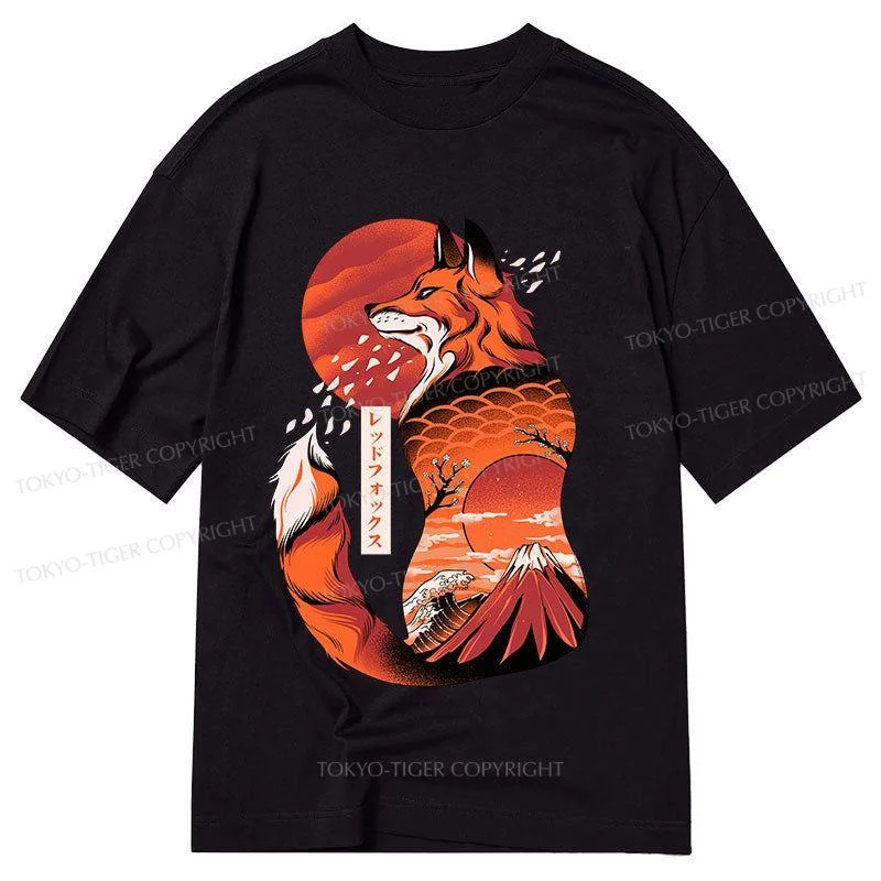 men's stylish printed tees -Tokyo-Tiger Japanese Fox KitsuneTattoo Classic T-Shirt