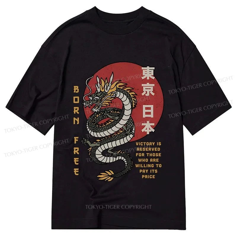 men's casual summer t-shirts -Tokyo-Tiger Japanese Kanji Unisex Dragon Classic T-Shirt