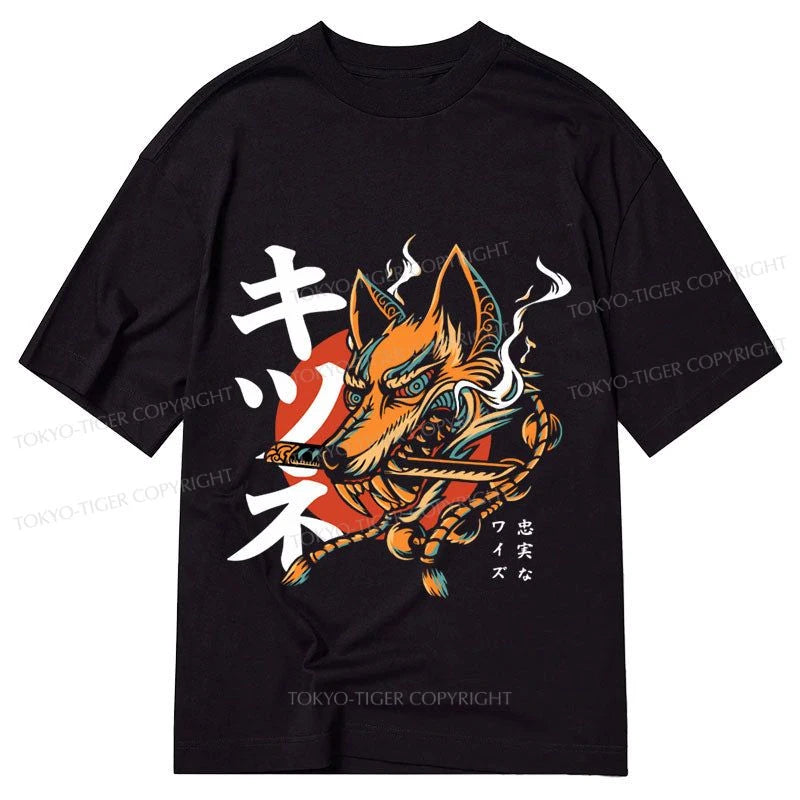 men's comfortable casual t-shirts -Tokyo-Tiger Japanese Kitsune Art Classic T-Shirt