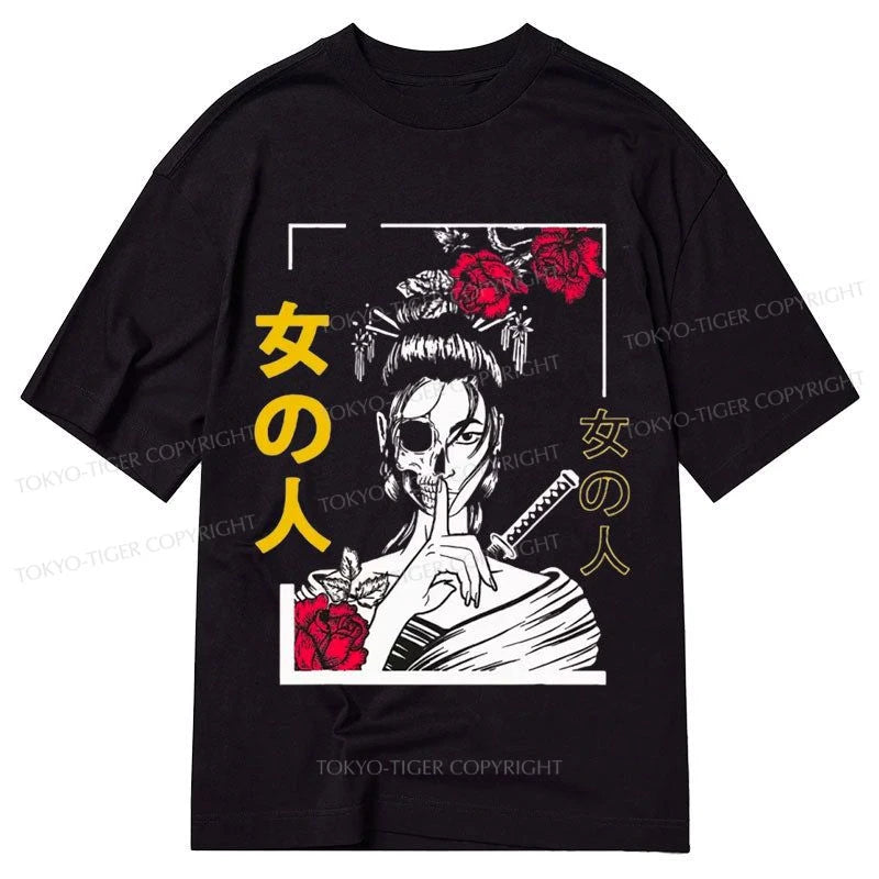 men's stylish polo t-shirts -Tokyo-Tiger Japanese Samurai Geisha Skull Classic T-Shirt