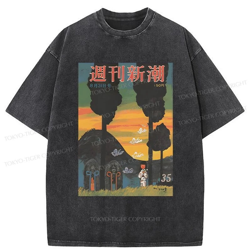 men's t-shirts for daily wear -Tokyo-Tiger Little Girl At Dusk Washed T-Shirt