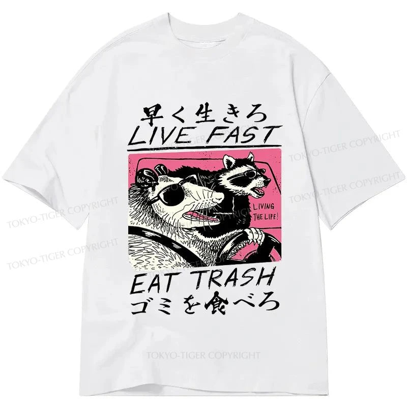 men's colorful t-shirts -Tokyo-Tiger Live Fast Eat Trash Classic T-Shirt