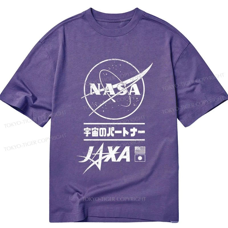 printed cotton t-shirts -Tokyo-Tiger NASA JAXA Space Partners Classic T-Shirt