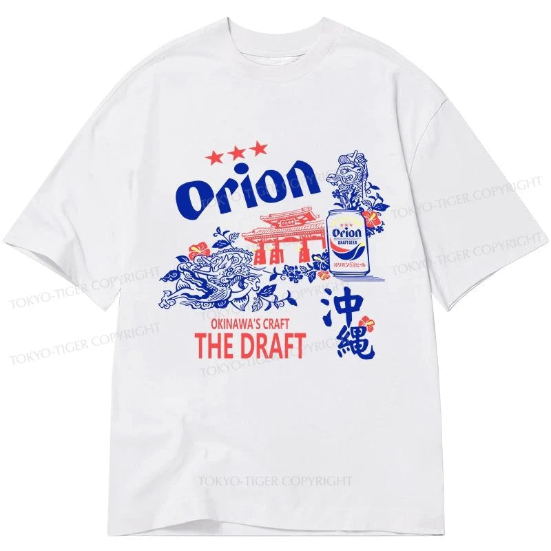 men's comfortable t-shirts -Tokyo-Tiger Orion Beer With Okinawa Classic T-Shirt