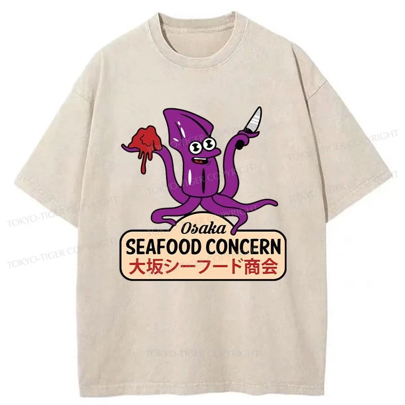 men's eco-friendly t-shirts -Tokyo-Tiger Osaka Seafood Group Washed T-Shirt