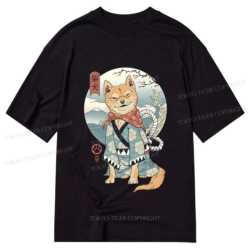 men's funny graphic t-shirts -Tokyo-Tiger Samurai Shiba Dog Japanese Classic T-Shirt