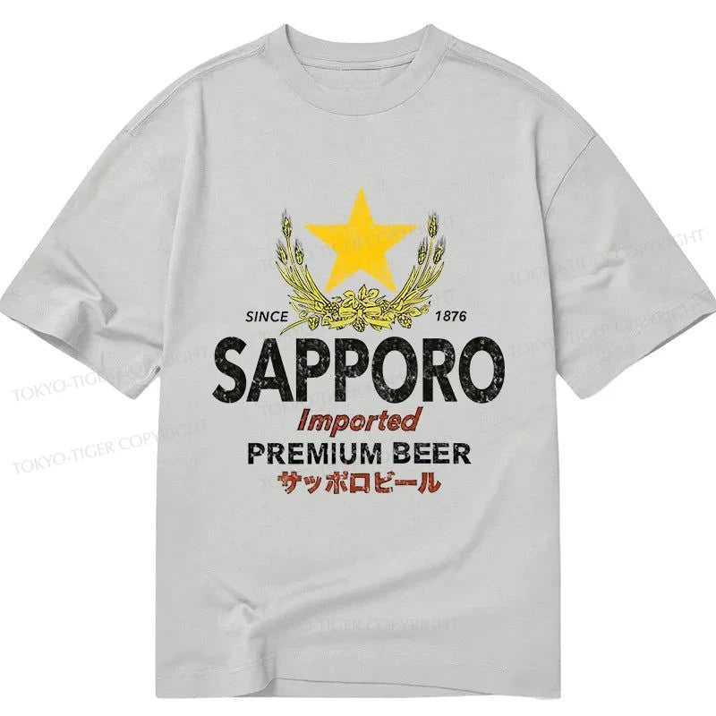 men's lightweight summer t-shirts -Tokyo-Tiger Sapporo Beer Star Japanese Classic T-Shirt