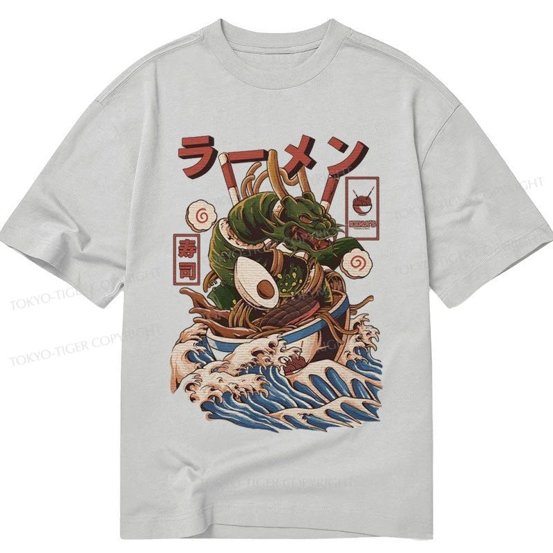 men's designer t-shirts -Tokyo-Tiger Sushi Dragon Ramen Bowl Classic T-Shirt