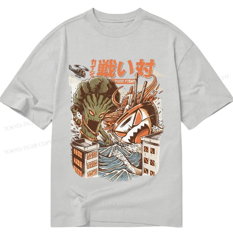 men's fashion t-shirts -Tokyo-Tiger The Broccozilla vs Ramen Kaiju Classic T-Shirt