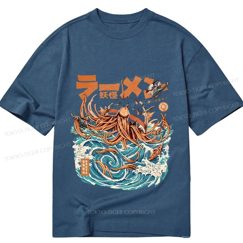 men's v-neck t-shirts -Tokyo-Tiger The Great Ramen Yokai off Kanagawa Classic T-Shirt