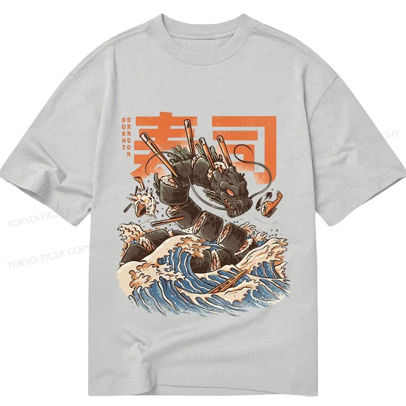 men's comfort t-shirts -Tokyo-Tiger The Great Sushi Dragon Wave Classic T-Shirt