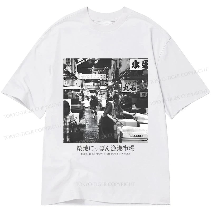 men's workout tee shirts -Tokyo-Tiger Tsukiji Fish Market Photo Classic T-Shirt