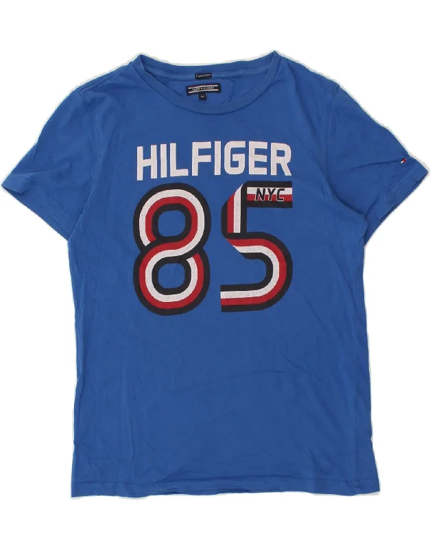 men's printed graphic t-shirts -TOMMY HILFIGER Boys Graphic T-Shirt Top 13-14 Years Blue Cotton