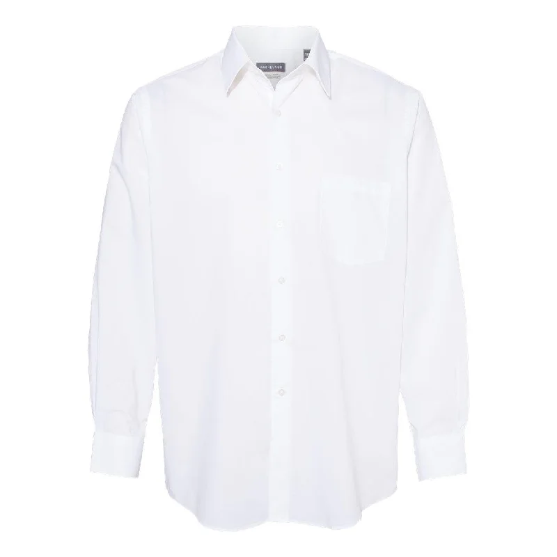 men's designer shirts -Van Heusen Broadcloth Point Collar Solid Shirt