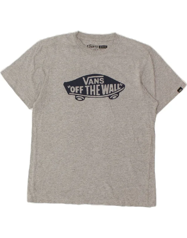 men's basic t-shirts -VANS Boys Graphic T-Shirt Top 13-14 Years Large Grey Cotton