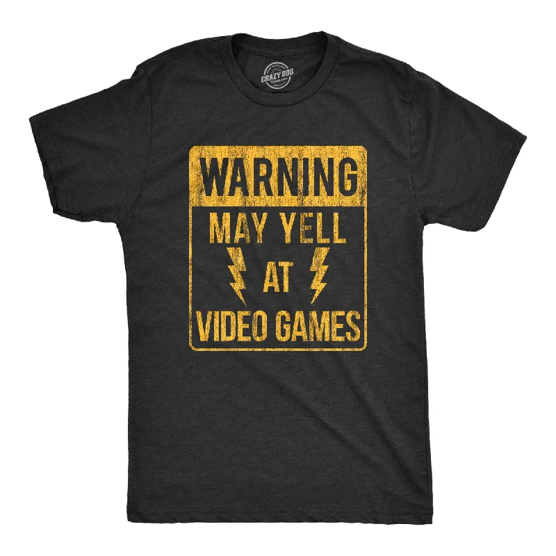 men's trendy graphic tees -Warning: May Yell At Video Games Men's T Shirt