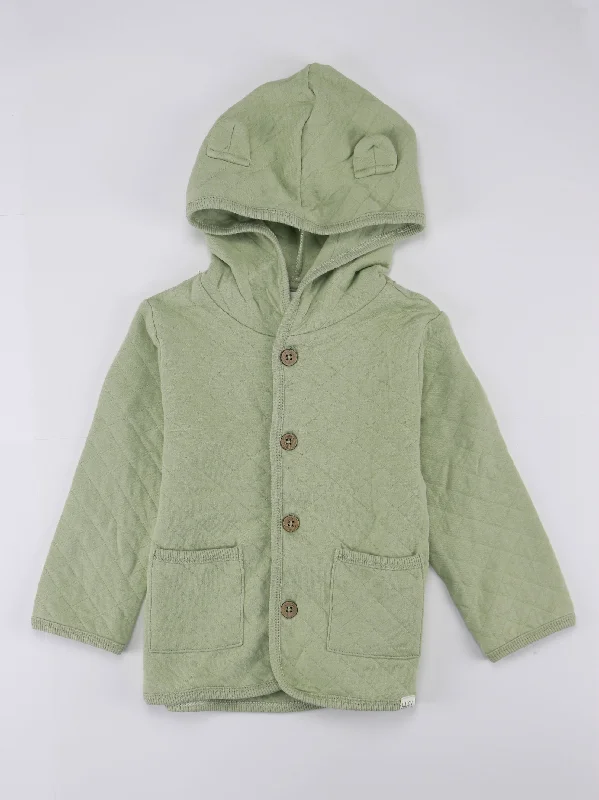 stylish hoodies for men -Kids Girl Button Closure Hoodies, Light Green