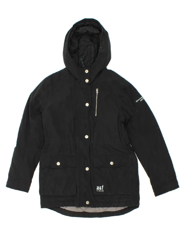 men's packable jackets -ABERCROMBIE & FITCH Girls Hooded Windbreaker Jacket 11-12 Years Black