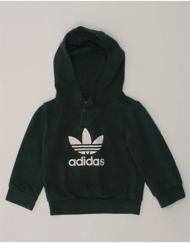 men's casual zip-up sweatshirts -ADIDAS Baby Boys Graphic Hoodie Jumper 6-9 Months Green Cotton