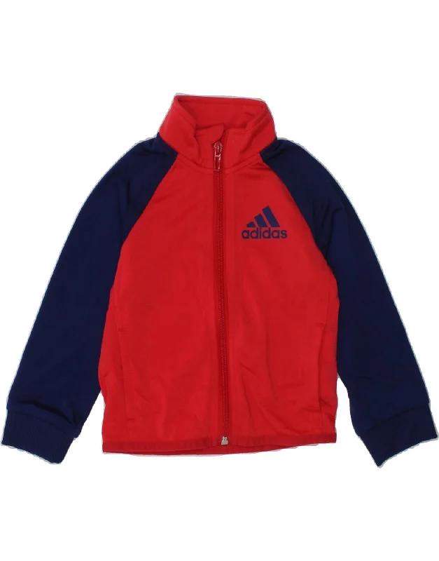 men's multi-pocket jackets -ADIDAS Baby Boys Graphic Tracksuit Top Jacket 18-24 Months Red Colourblock