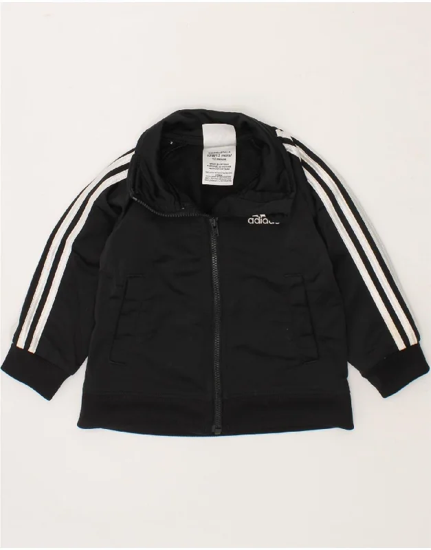 men's down jackets -ADIDAS Baby Boys Tracksuit Top Jacket 9-12 Months Black Polyester