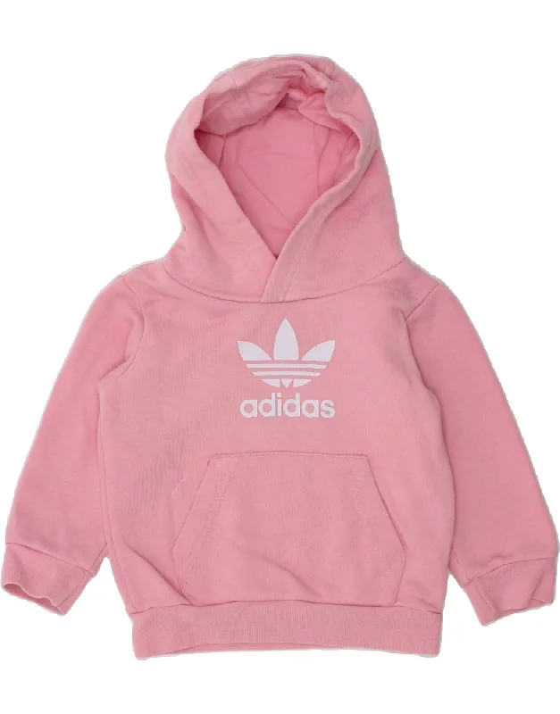 men's oversized hoodies -ADIDAS Baby Girls Graphic Hoodie Jumper 6-9 Months Pink Cotton