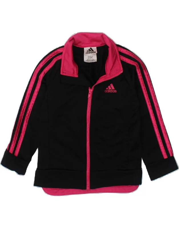 men's thermal jackets -ADIDAS Baby Girls Tracksuit Top Jacket 18-24 Months Black Polyester