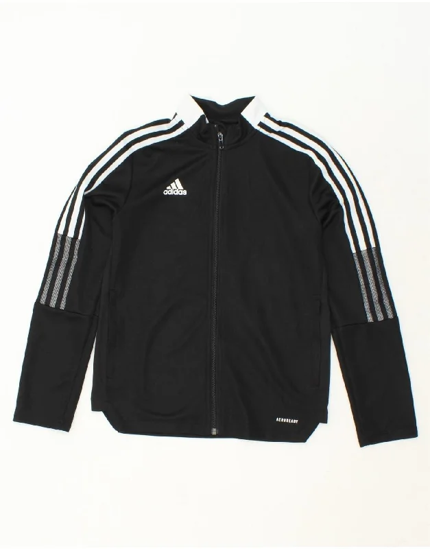 men's tailored jackets -ADIDAS Boys Aeroready Tracksuit Top Jacket 11-12 Years Black Polyester