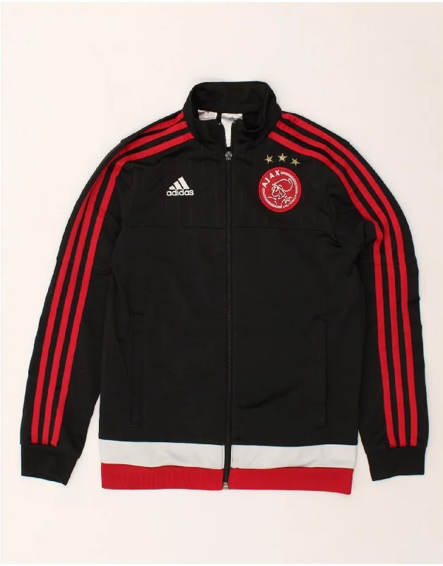 men's lightweight jackets -ADIDAS Boys Ajax Graphic Tracksuit Top Jacket 11-12 Years Black