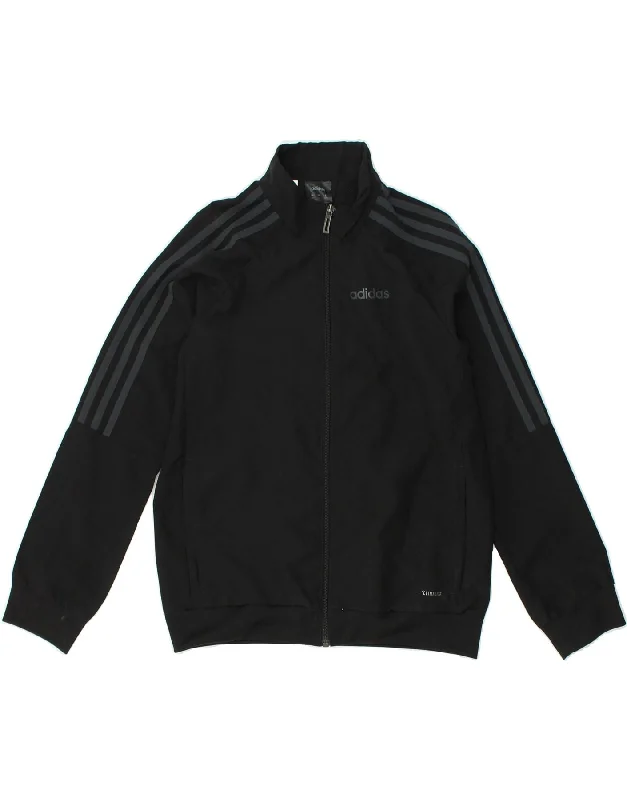 men's rugged jackets -ADIDAS Boys Climalite Tracksuit Top Jacket 9-10 Years Black Polyester