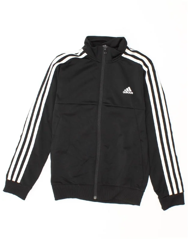 men's formal jackets -ADIDAS Boys Climalite Tracksuit Top Jacket 9-10 Years Black Polyester