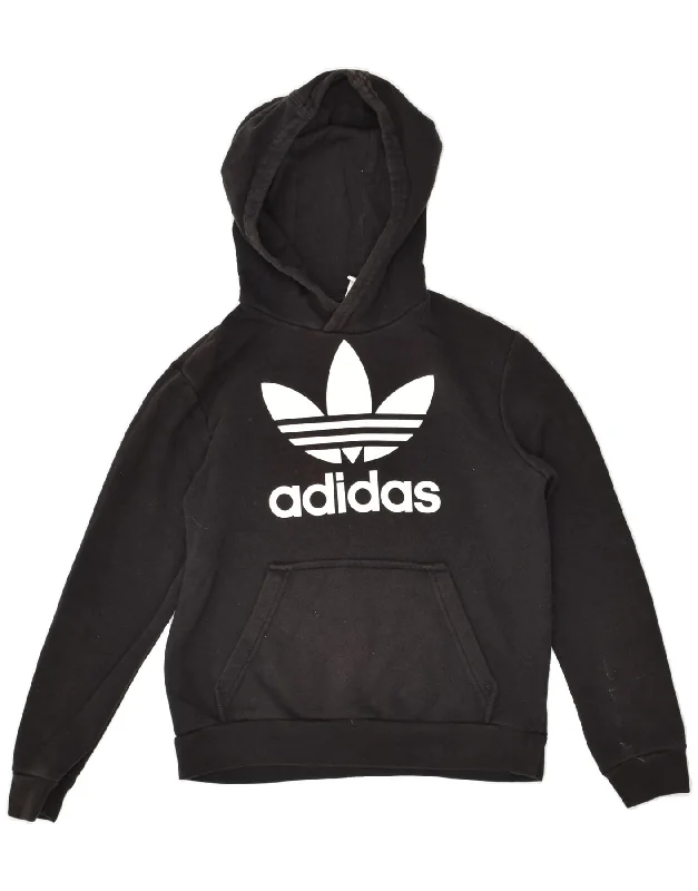 men's lightweight zip-up hoodies -ADIDAS Boys Graphic Hoodie Jumper 10-11 Years Black Cotton