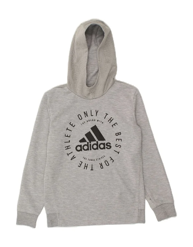 stylish men's sweatshirts -ADIDAS Boys Graphic Hoodie Jumper 10-11 Years Grey