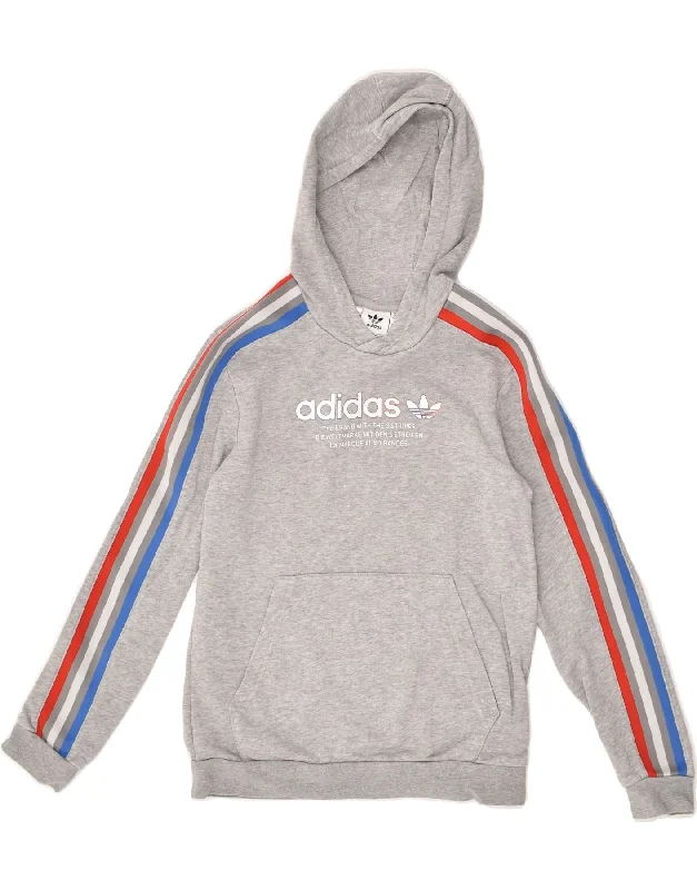 men's graphic hoodies -ADIDAS Boys Graphic Hoodie Jumper 11-12 Years Grey