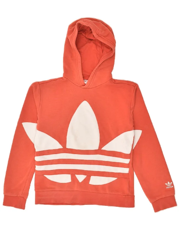 men's printed graphic hoodies -ADIDAS Boys Graphic Hoodie Jumper 12-13 Years Orange Cotton