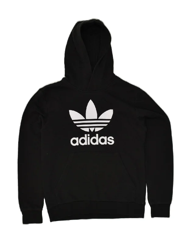 trendy hoodies for men -ADIDAS Boys Graphic Hoodie Jumper 13-14 Years Black Cotton