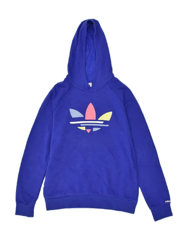 men's hoodie for warmth -ADIDAS Boys Graphic Hoodie Jumper 13-14 Years Blue Cotton