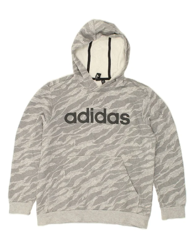 casual hoodies for men -ADIDAS Boys Graphic Hoodie Jumper 13-14 Years Grey Camouflage Cotton