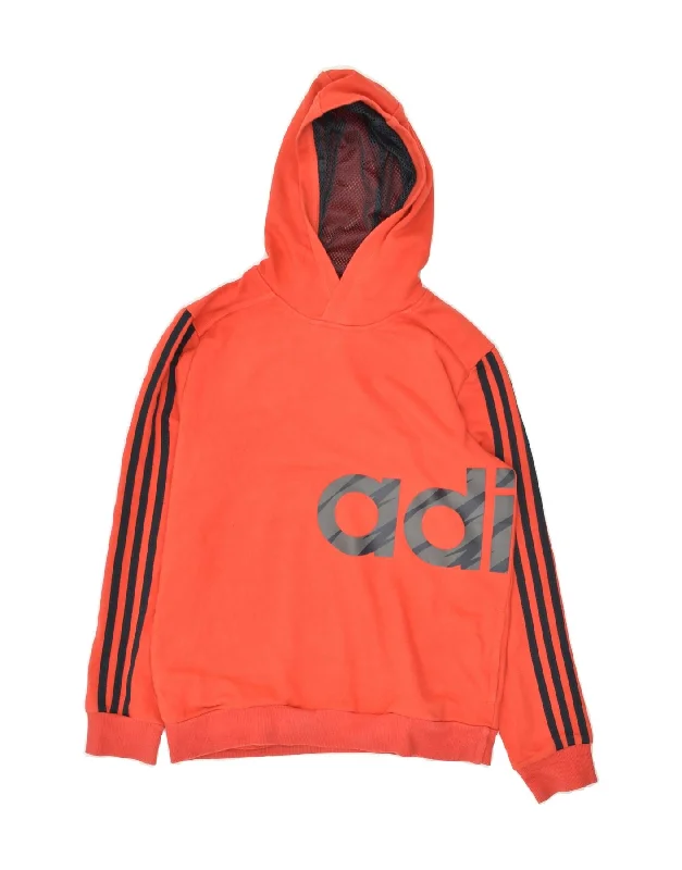 men's sports hoodies for gym -ADIDAS Boys Graphic Hoodie Jumper 13-14 Years Red Cotton