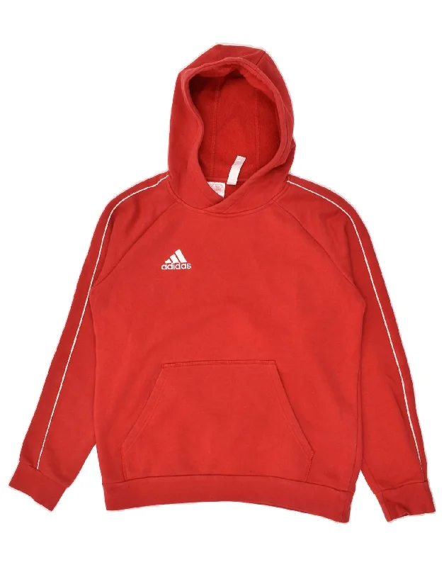 men's fashion hoodies for winter -ADIDAS Boys Graphic Hoodie Jumper 13-14 Years Red Cotton