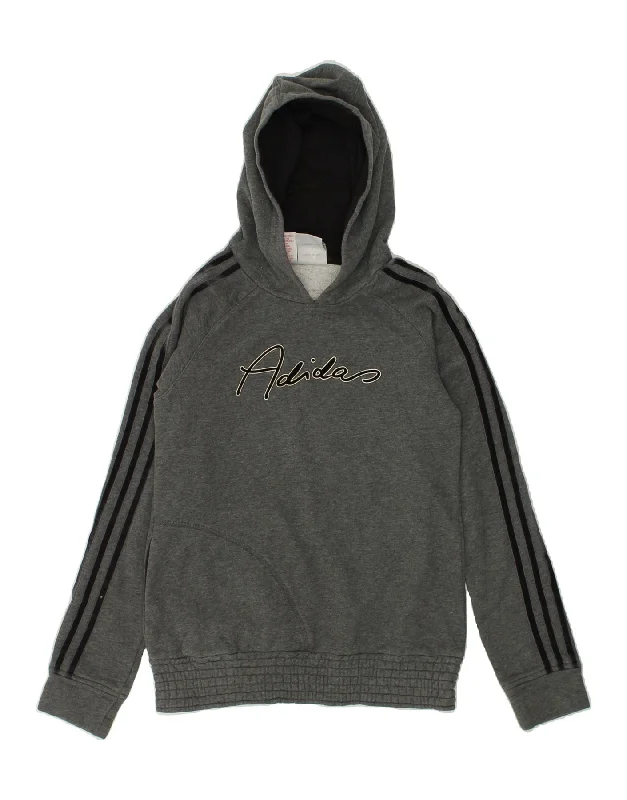 men's winter hoodie -ADIDAS Boys Graphic Hoodie Jumper 15-16 Years Grey Cotton