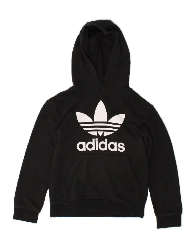 men's fashion sweatshirts -ADIDAS Boys Graphic Hoodie Jumper 7-8 Years Black