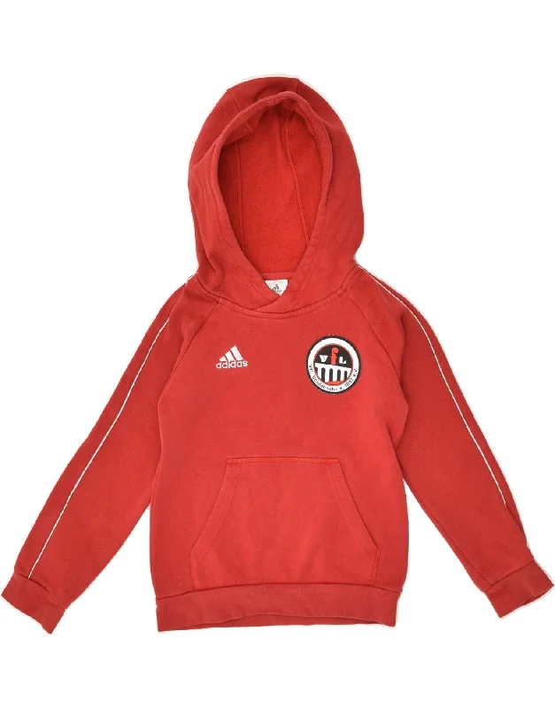 men's hoodies for layering -ADIDAS Boys Graphic Hoodie Jumper 7-8 Years Red Cotton