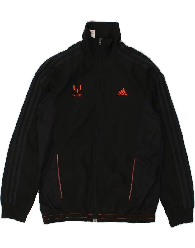 men's heavy-duty jackets -ADIDAS Boys Graphic Tracksuit Top Jacket 11-12 Years Black Polyester