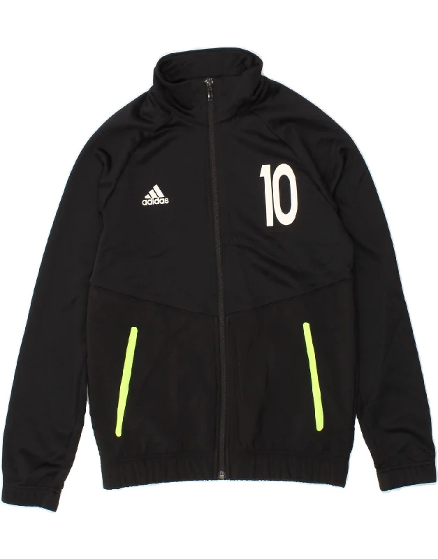 men's lightweight windbreakers -ADIDAS Boys Graphic Tracksuit Top Jacket 11-12 Years Black Polyester